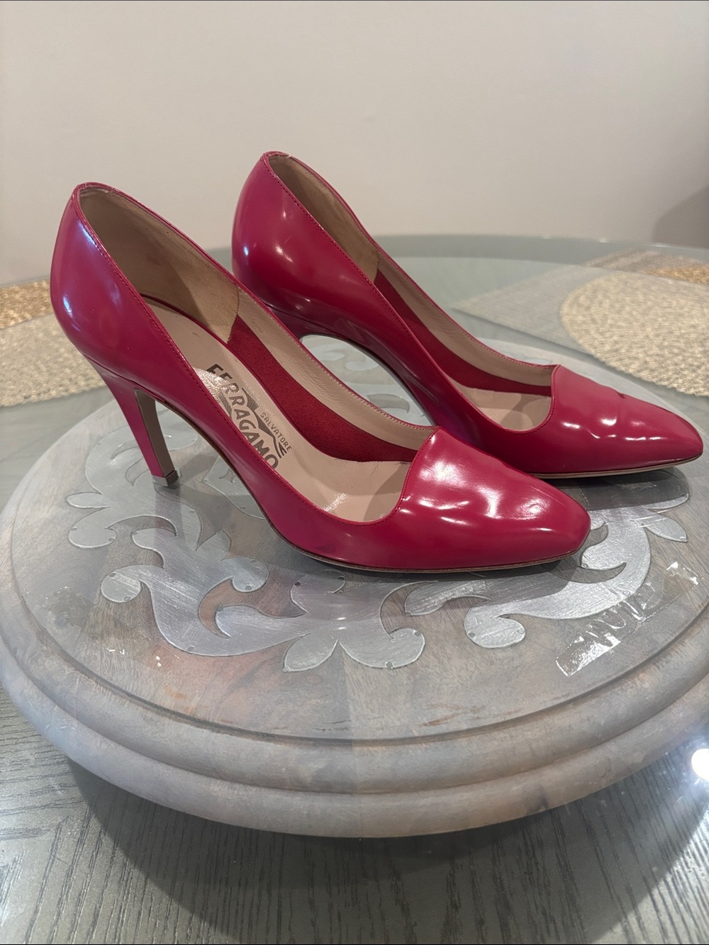 Salvatore Ferragamo Fuchsia Patent Leather Pointed-Toe Pumps